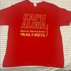 Red Graphic T-Shirt with Yellow Text